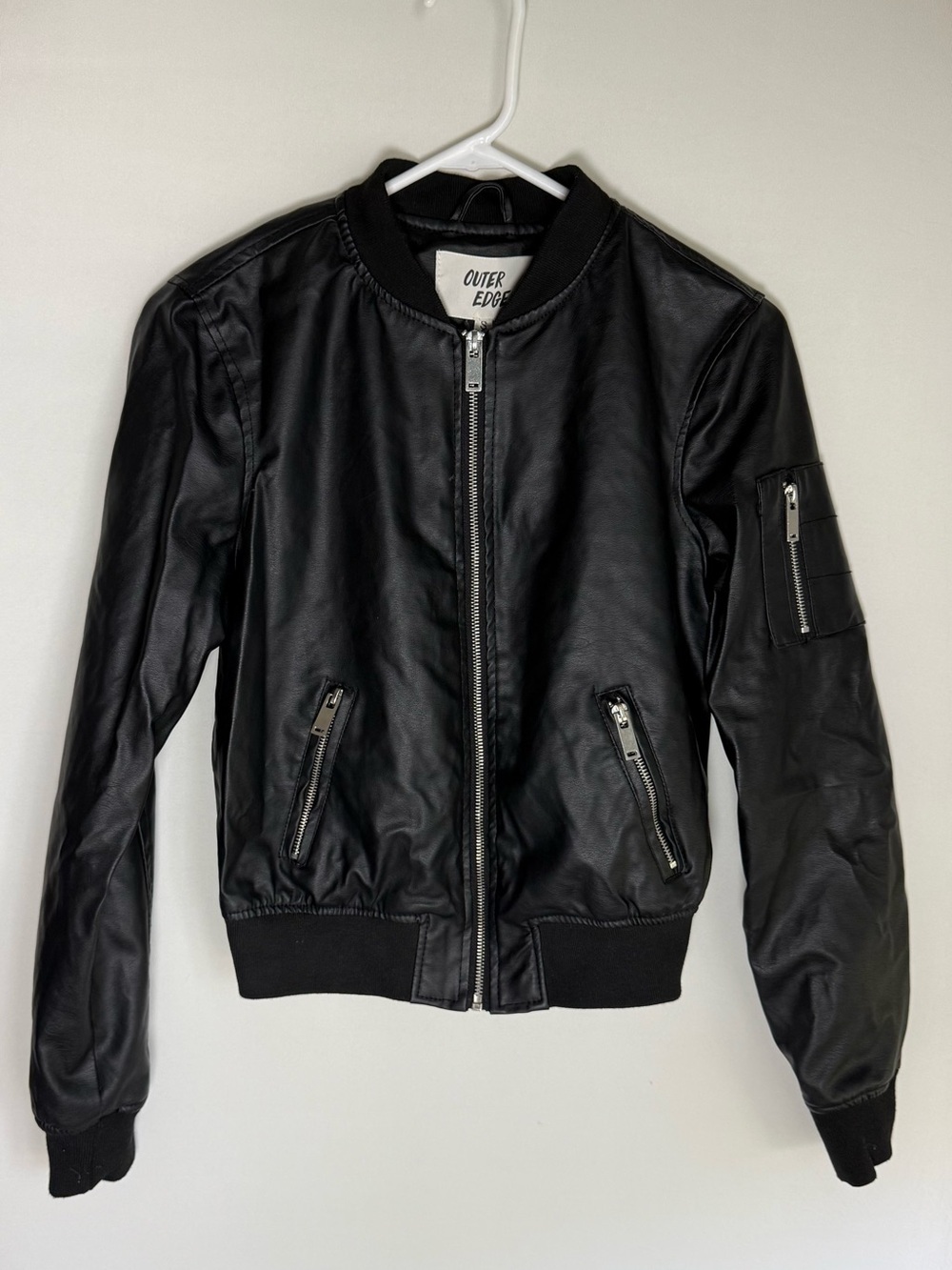 Outer Edge faux leather bomber jacket • NWT• Women’s small
